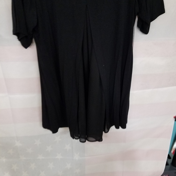 Black Knit Short Sleeve Sheer Trim & Back 2X - Picture 5 of 6